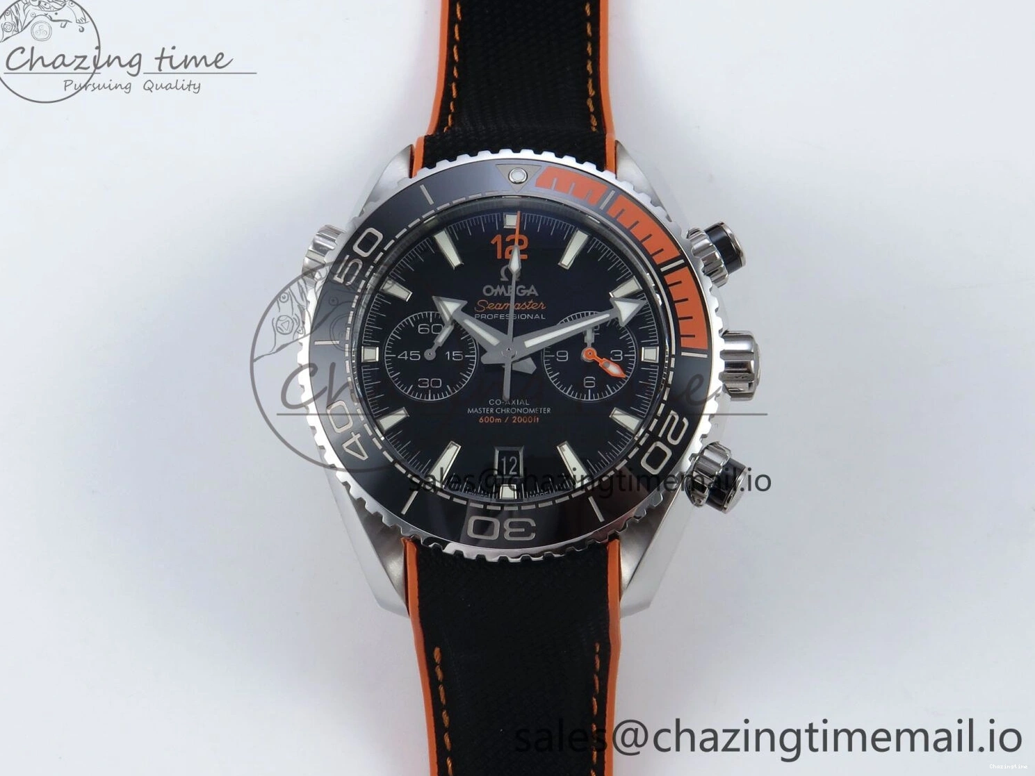 0112 Planet Ocean Master Chronometer 600M 45.5mm SS SCF 1:1 Best Edition Black Orange Bezel Black Dial on Black Rubber Strap A9900 Super Clone ModernLook 7667